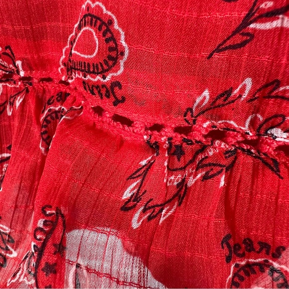 TOMMYJEANS HILFIGER Red Bandana Sheer Lightweight Short Sleeve Dress Size Small - Picture 8 of 13